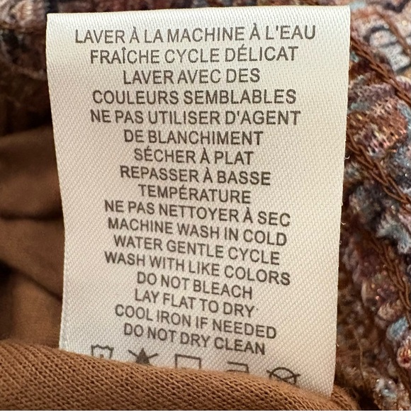 JOIE Semi Sheer Sheer Metallic Long-Sleeve Blouse Smocked Waist Ruffle Neck S - Picture 12 of 15